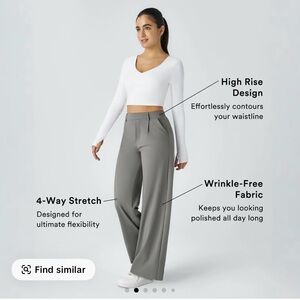 HALARA Gray Wide Leg Pants High Rise